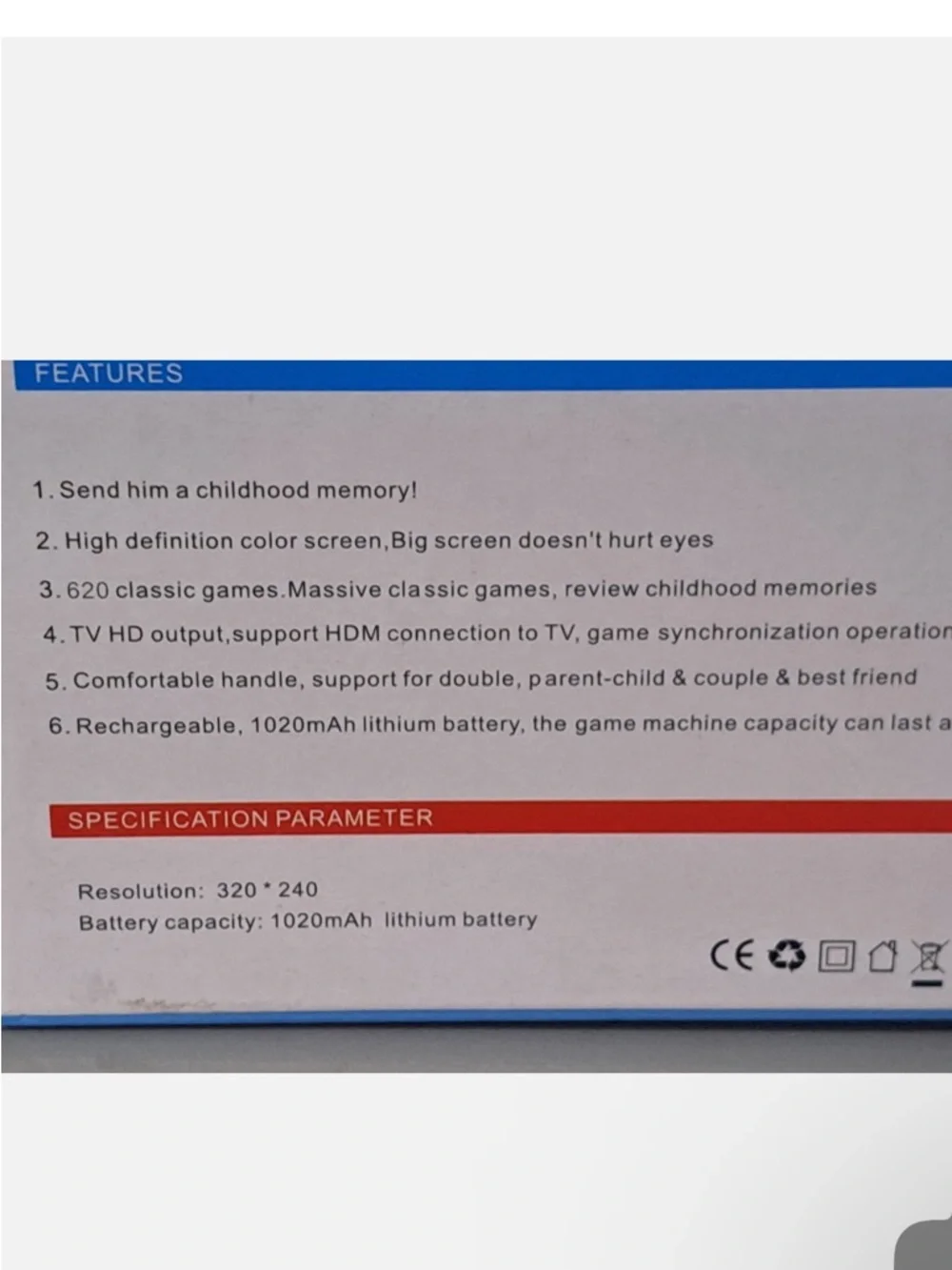 S7 Red & Blue Handheld Game Console - Portable Controller Game Box